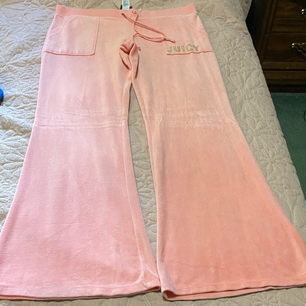 Juicy Couture Pink Wide Leg Velour Bottoms